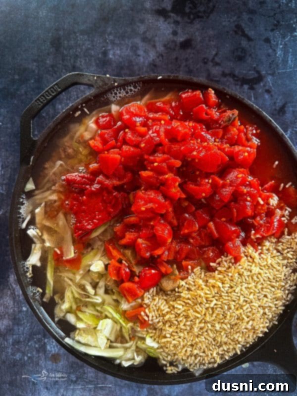 Classic Cabbage Roll Soup Made Two Ways 7 Step-by-step image of browning ground beef for soup