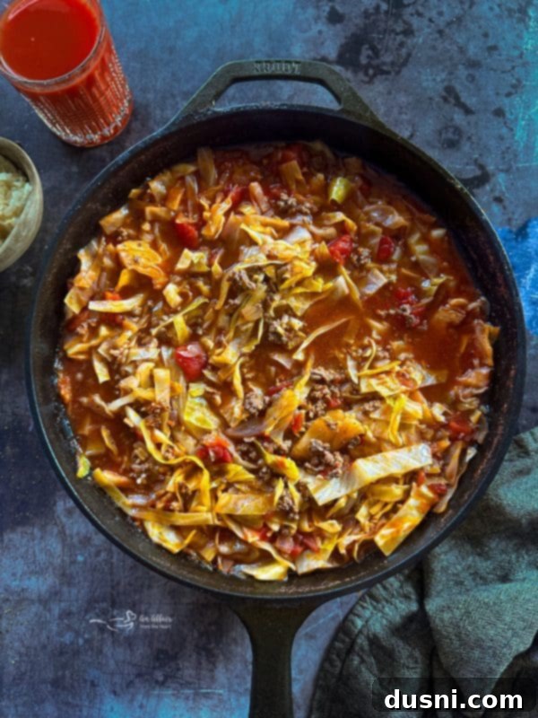Classic Cabbage Roll Soup Made Two Ways 8 Close up of Cabbage Roll Soup simmering in a pot