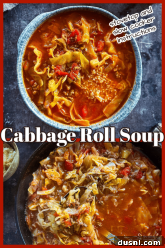 Classic Cabbage Roll Soup Made Two Ways 10 Cabbage Roll Soup in a slow cooker, ready to be served