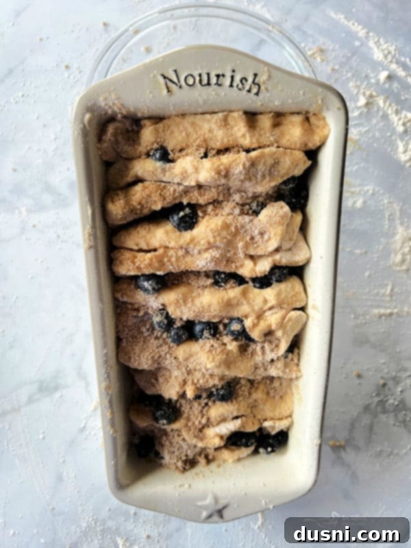 Freshly baked Blueberry Lemon Pull-Apart Bread removed from the oven.