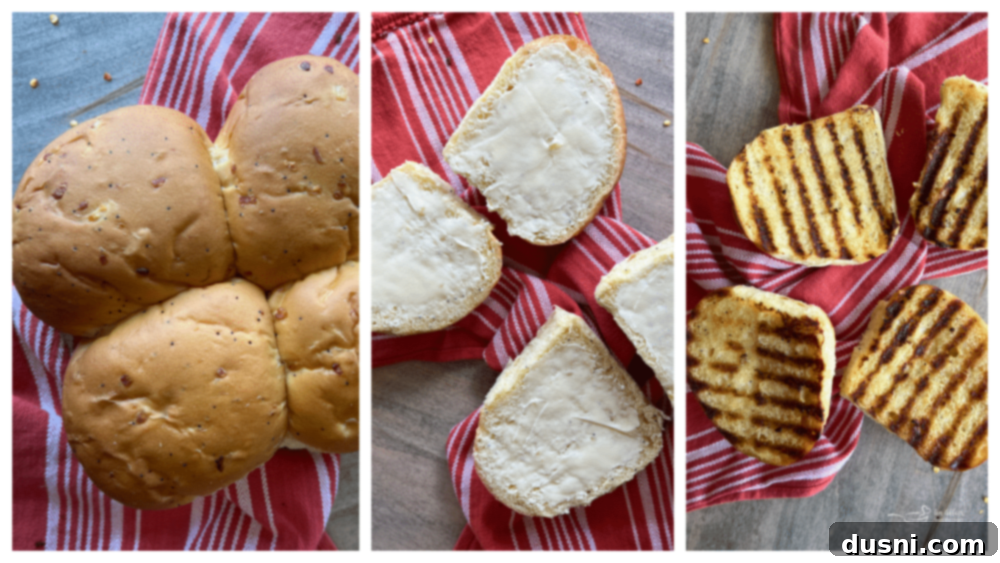Smoky Sausage & Tangy Kraut Sandwiches 13 Toasting buttered buns on the grill
