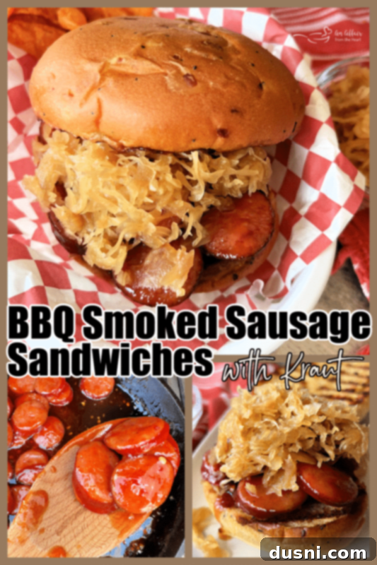 Smoky Sausage & Tangy Kraut Sandwiches 16 Completed BBQ Smoked Sausage Sandwich