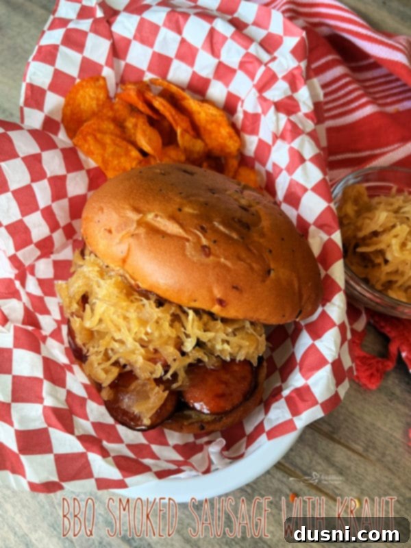 Smoky Sausage & Tangy Kraut Sandwiches 22 Final BBQ Smoked Sausage Sandwich