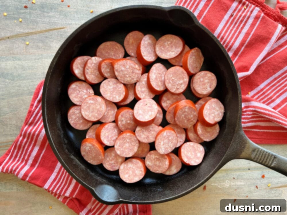 Smoky Sausage & Tangy Kraut Sandwiches 10 Slicing smoked sausage