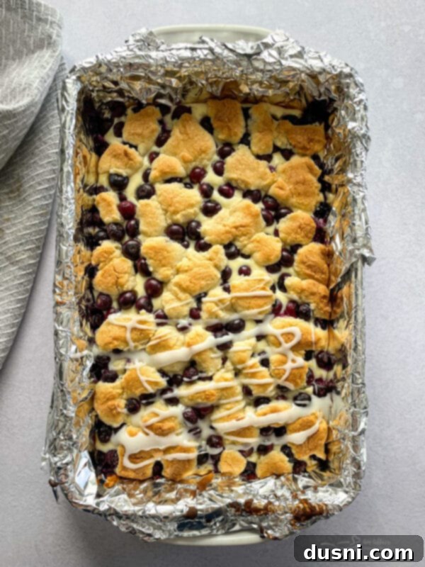 Lemon Blueberry Crumble Bliss 11 drizzle glaze on warm blueberry crumble bars