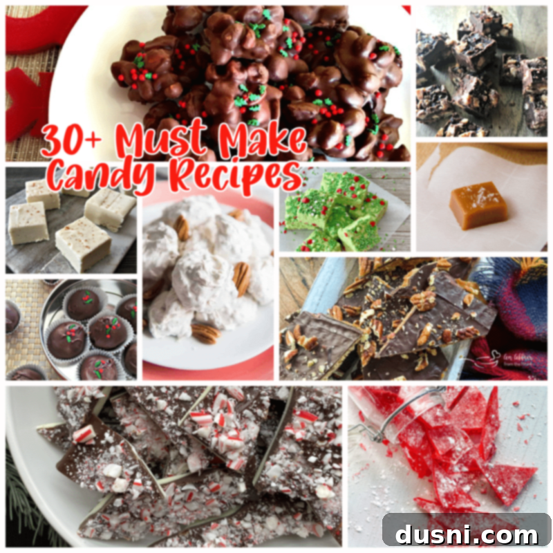 A festive collage encouraging readers to pin holiday candy recipes.