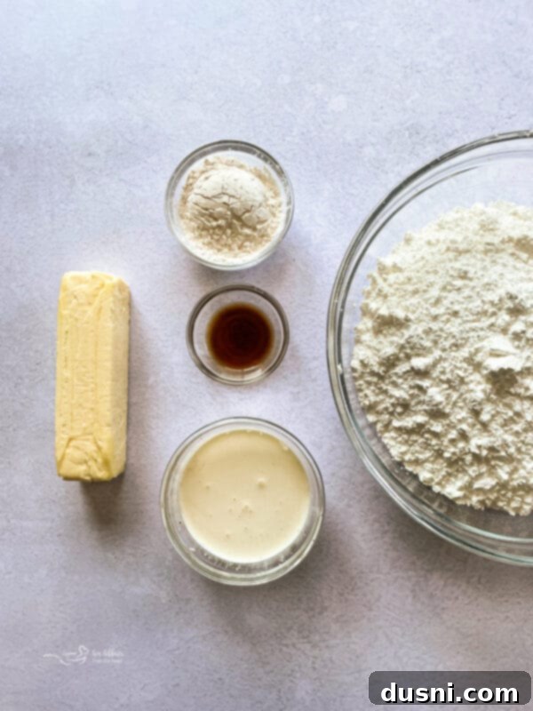 No-Bake Classic Nanaimo Bars 6 Ingredients for the Nanaimo bar custard filling laid out on a table