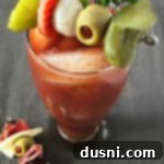 The Ultimate Bloody Mary 2 Close up of a homemade Bloody Mary with plenty of garnishes