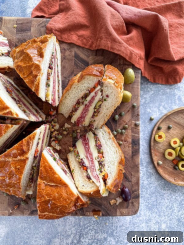 Classic New Orleans Muffuletta Sandwich