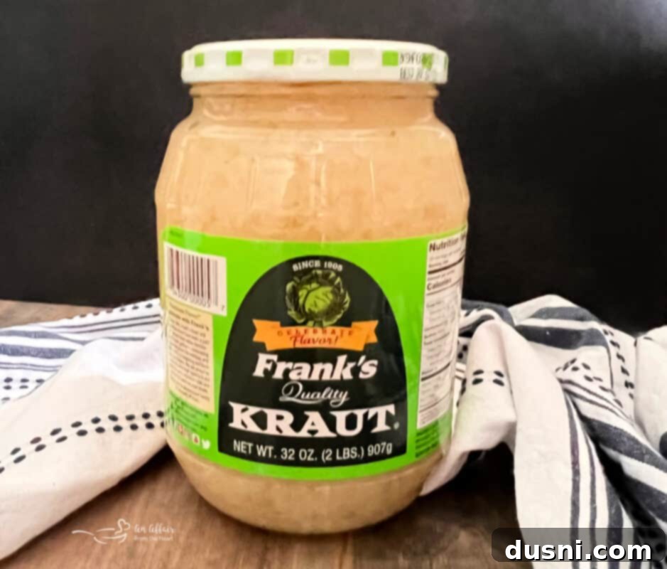 Smoky Franks with Tangy Kraut 4 Jar of Frank's Kraut
