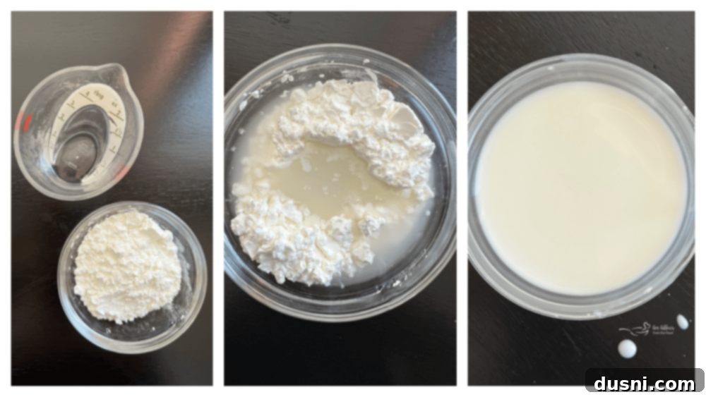 Mixing cornstarch slurry