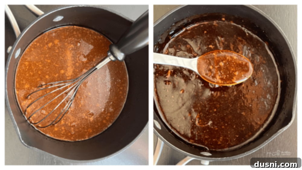 Sauce in saucepan on stove