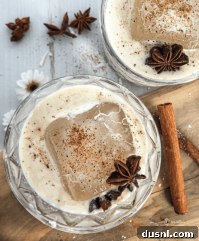 Creamy White Russian Bliss 2 White Russian Cocktail with spices for garnish