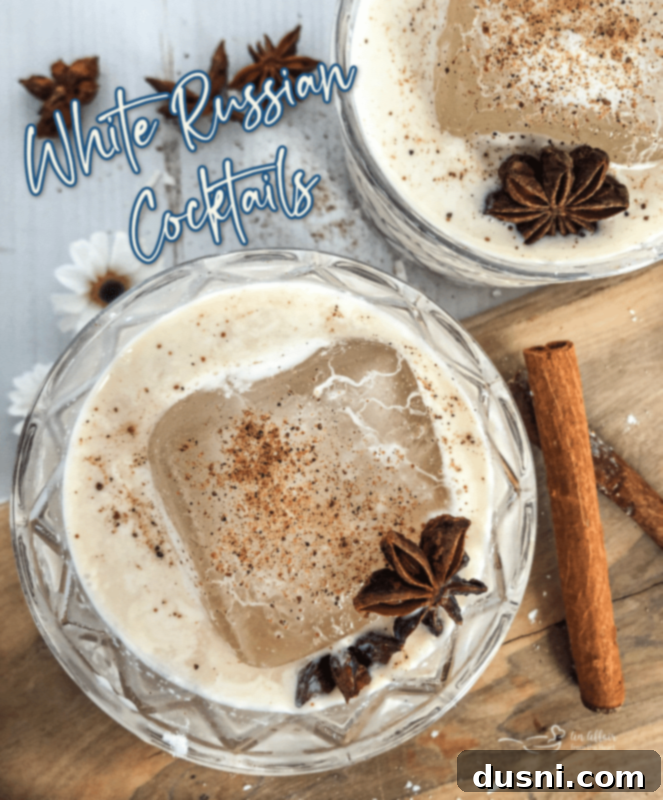 Creamy White Russian Bliss 14 White Russian Cocktail in a glass with ice