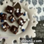 overhead of york peppermint patty fudge on a white platter