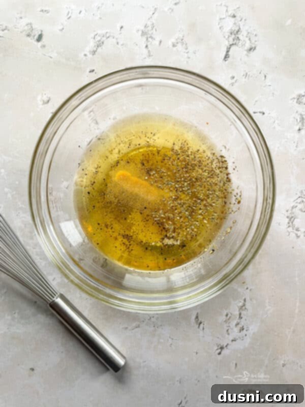 Ingredients for Little King Salad dressing, including oil, vinegar, and spices.