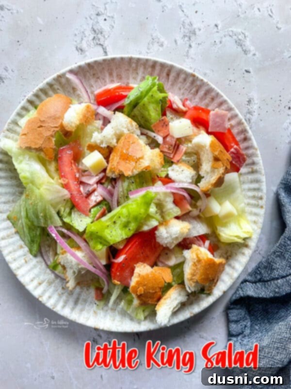 The hero shot of the Little King Salad, showcasing its vibrant and appetizing nature.