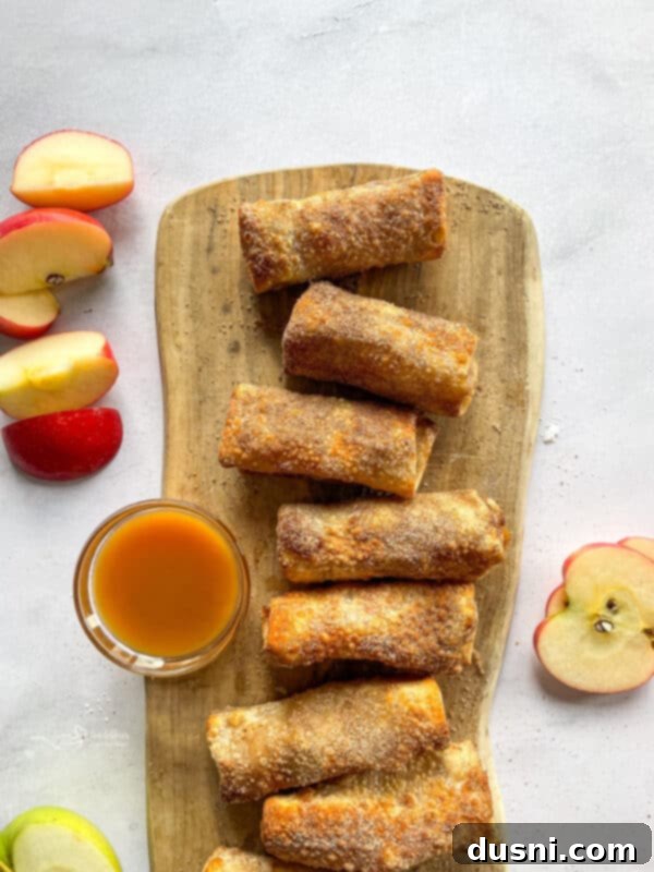 Air Fried Apple Pie Egg Rolls 13 Close up of a golden Air Fryer Apple Pie Egg Roll