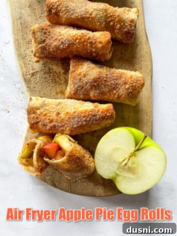 Air Fried Apple Pie Egg Rolls 16 Platter of golden Air Fryer Apple Pie Egg Rolls
