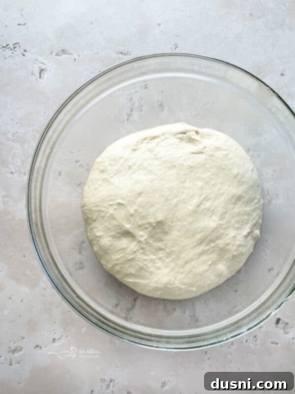 Homemade Detroit Style Pizza Perfection 8 Dough being kneaded in a stand mixer with a dough hook.