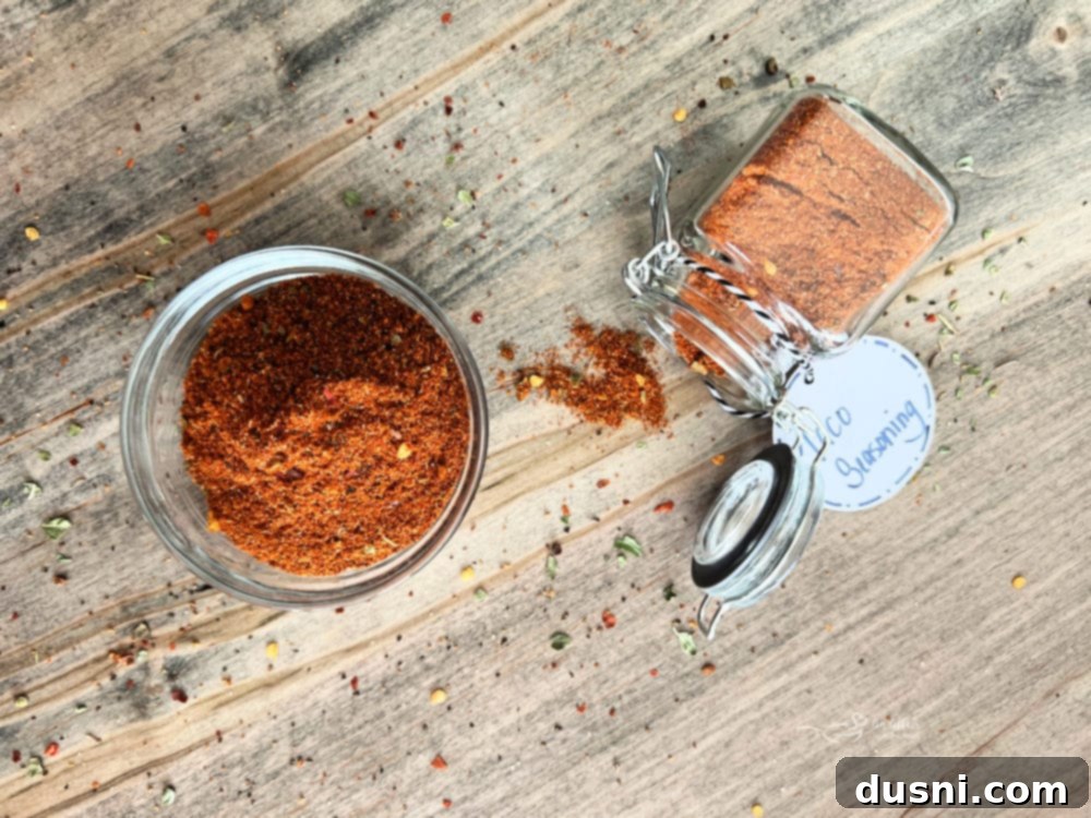 Storing homemade taco seasoning in a glass jar