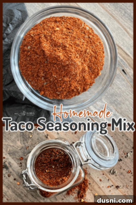 Do It Yourself Homemade Taco Seasoning text overlay on a food image