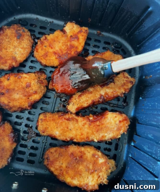 BBQ Chicken Tenders coated and cooked in the air fryer