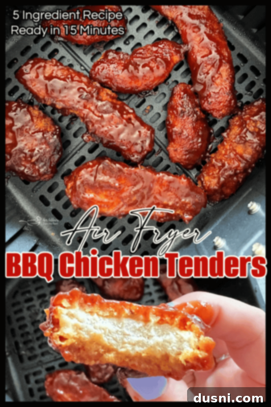 Finished Air Fryer BBQ Chicken Tenders with side sauce