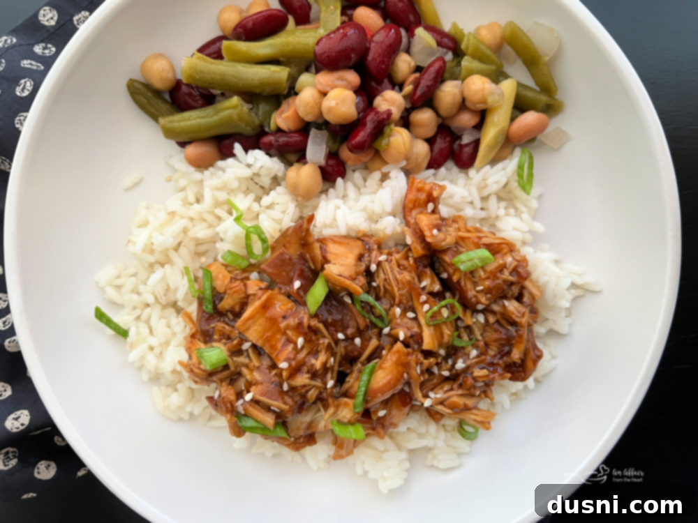 Paisley Farm Five Bean Salad and Chicken Teriyaki on Plate