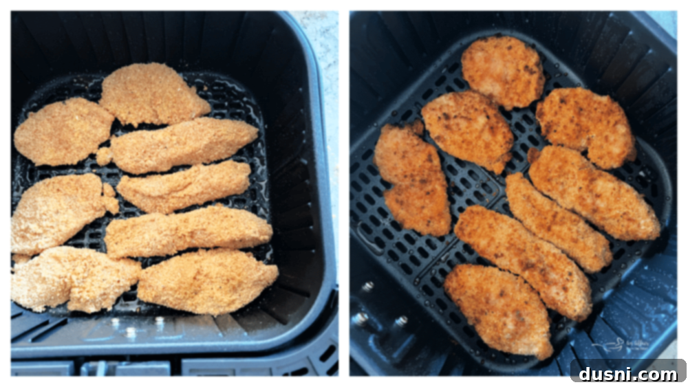 Step four: Breaded chicken tenders in air fryer basket