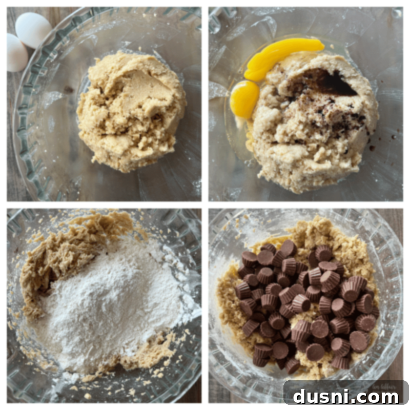 Mixing butter, white sugar, and brown sugar in an electric mixer