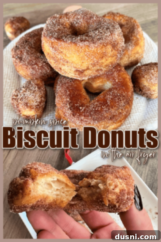 Golden Air Fryer Pumpkin Spice Biscuit Donuts 13 A plate of pumpkin spice air fryer biscuit donuts with a coffee mug