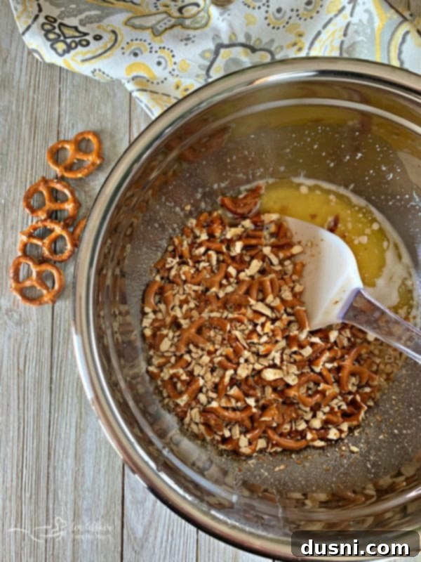 Sweet & Salty Pineapple Cloud 4 Coarsely crushed pretzels for Pineapple Pretzel Fluff