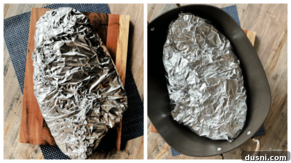 Texas Heat Smoked Brisket 8 Spicy brisket rub being pressed into the beef brisket.