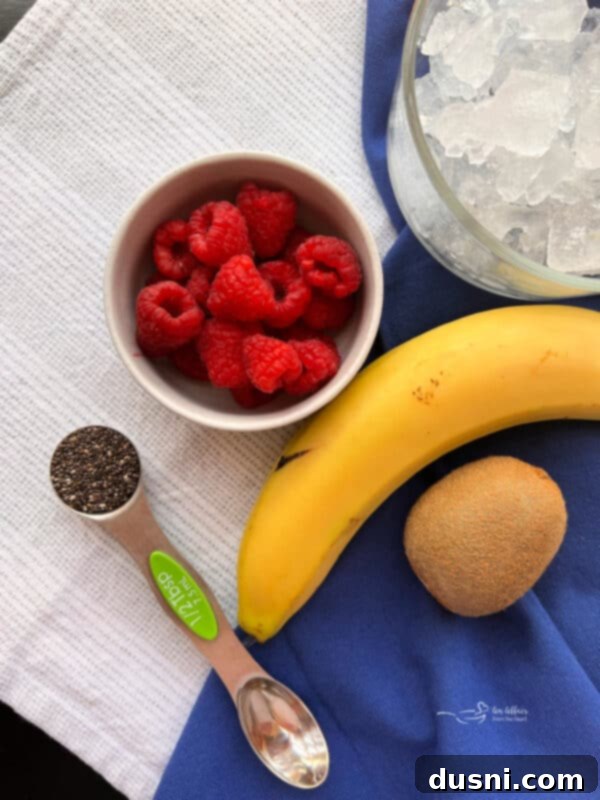 Ingredients for High Fiber Smoothie laid out