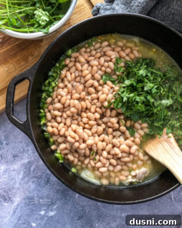 Creamy White Chicken Chili 6 Ingredients for white chicken chili laid out: chicken, beans, green chiles, sour cream, cheese, and spices.