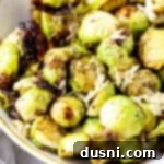 Extreme close up of air fryer brussels sprouts.