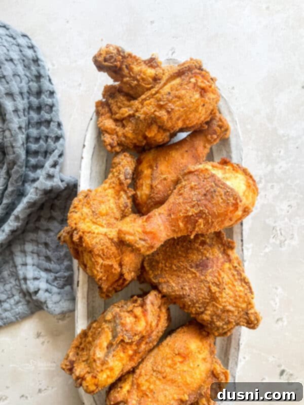 Homemade KFC-Style Fried Chicken 2 KFC Copycat Fried Chicken in a serving dish