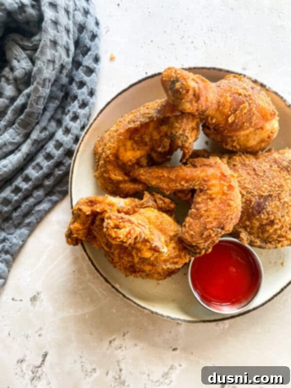 Homemade KFC-Style Fried Chicken 4 Fried chicken pieces arranged artfully
