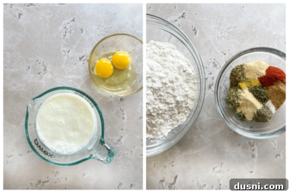 Homemade KFC-Style Fried Chicken 6 Raw chicken pieces coated in flour mixture