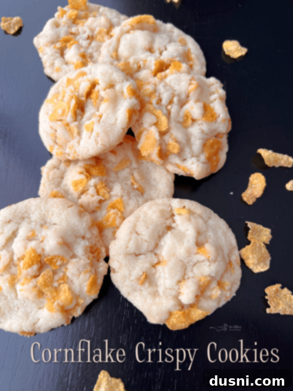 Hero shot of Cornflake Crispy Cookies, perfectly baked and ready to serve.