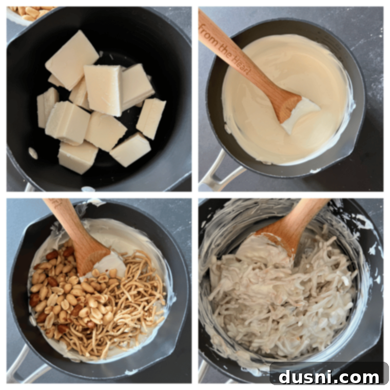 A baking sheet lined with parchment paper, prepared for dropping the Ting A Lings.