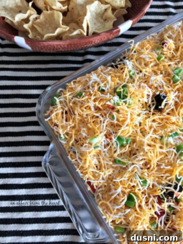overhead of Mexican Layered Bean Dip