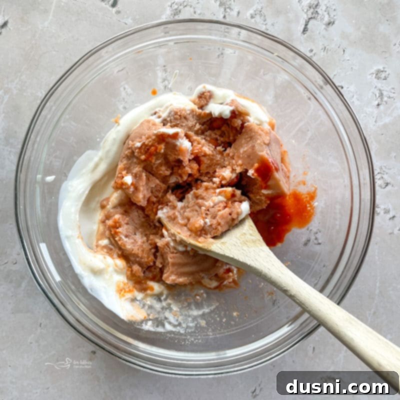 Mixing ingredients for bean dip