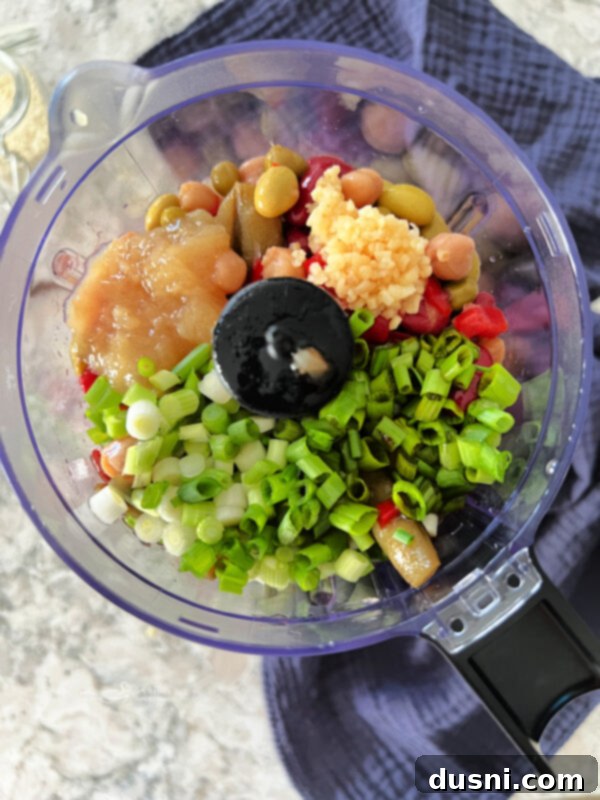 Ingredients for Asian Bean Dip placed in a food processor
