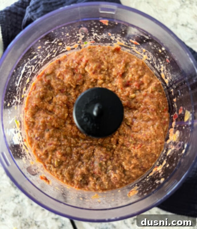 Food processor blending Asian Bean Dip ingredients