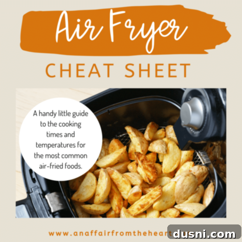 Air Fryer Cheat Sheet on a kitchen counter