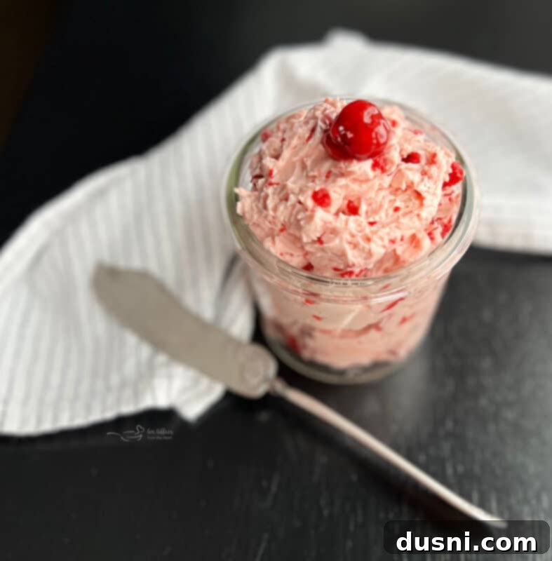 Cherry Cloud Spread 5 A bowl of cherry pie filling, a stick of butter, powdered sugar, and almond extract, ready for mixing.