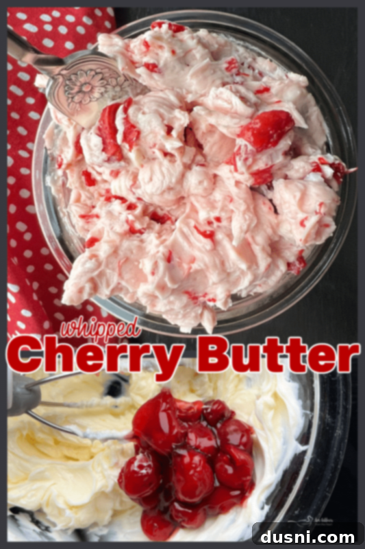 Cherry Cloud Spread 10 Close up of a glass bowl of whipped cherry butter, ready for serving.