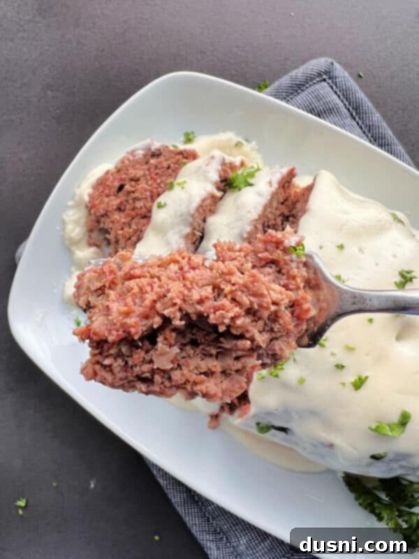 Deli-Style Meatloaf 17 Close-up of a slice of Reuben Meatloaf